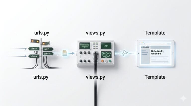 Django 구조 — URL·View·Template 3파일 흐름 3단계 설명