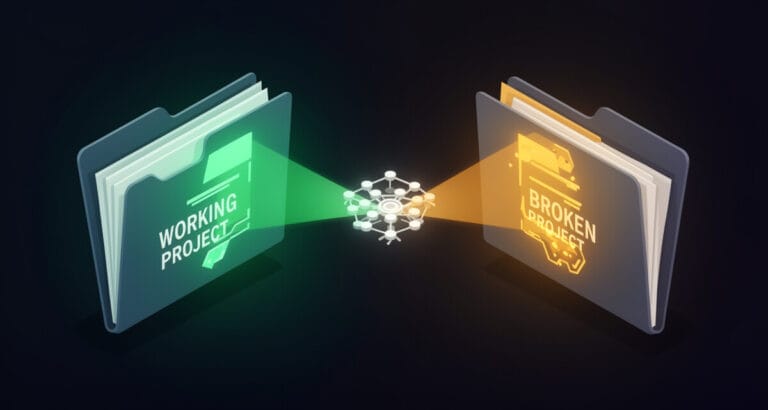 Claude Code가 두 프로젝트 폴더를 동시에 읽고 비교 분석하는 장면