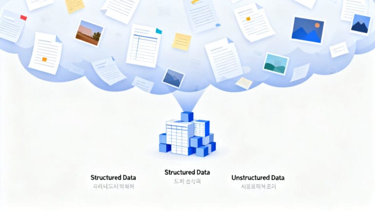 비정형 데이터와 정형 데이터의 차이를 대비해 보여주는 인포그래픽
